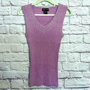 Vintage Mauve Pearl Detail Sweater Tank